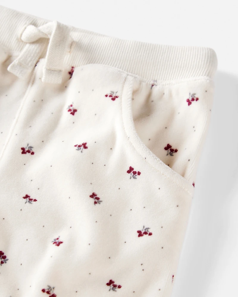 Baby Girl 2-Piece Organic Cotton Velour Set in Wild Rose Print