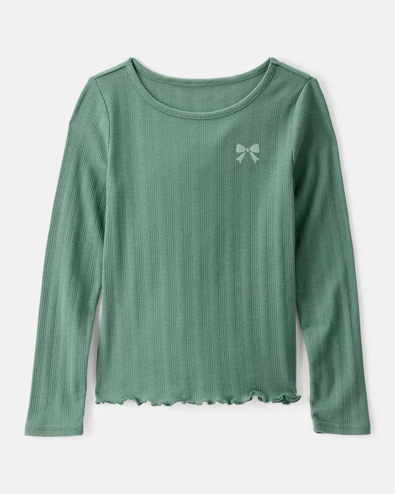 Kid Bow Embroidered Long-Sleeve Tee - Green