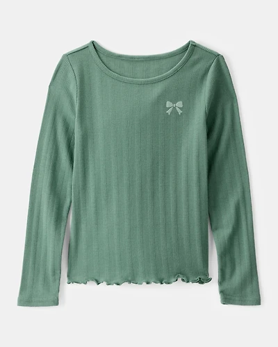 Kid Bow Embroidered Long-Sleeve Tee - Green