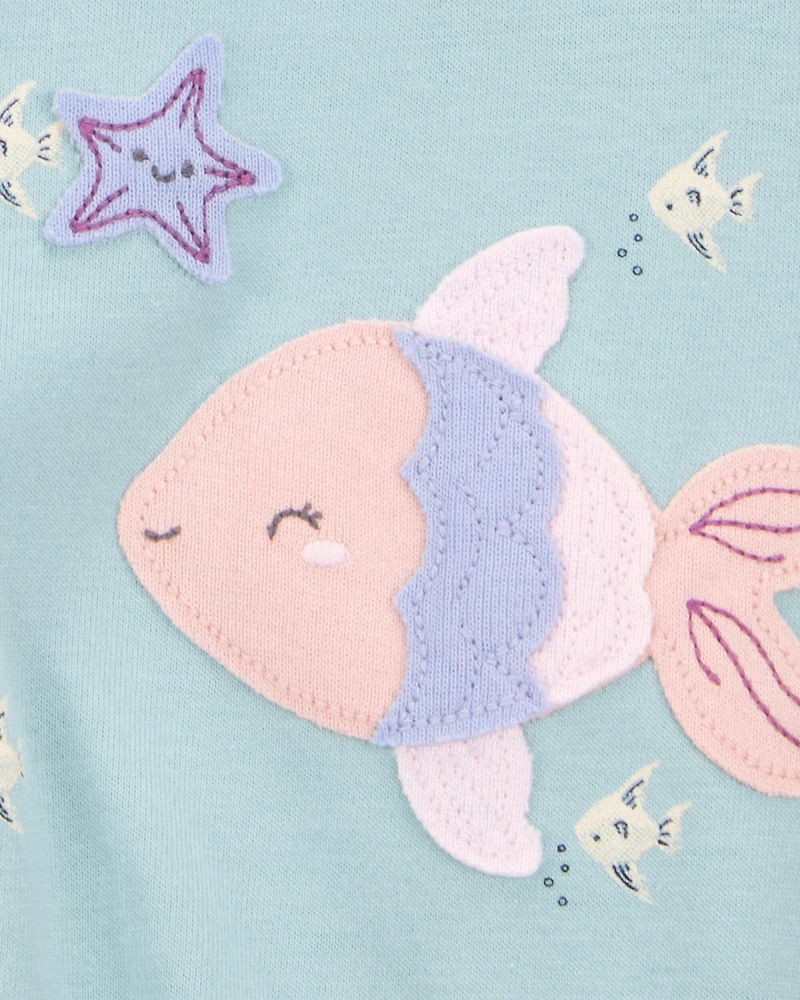 Baby Girl Blue 1-Piece Star Print Romper