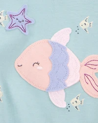 Baby Girl Blue 1-Piece Star Print Romper