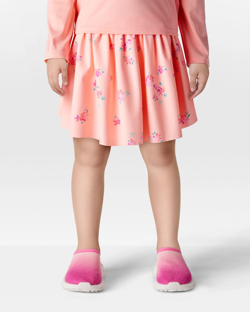 Toddler Floral Active Pull-On Skort - Orange