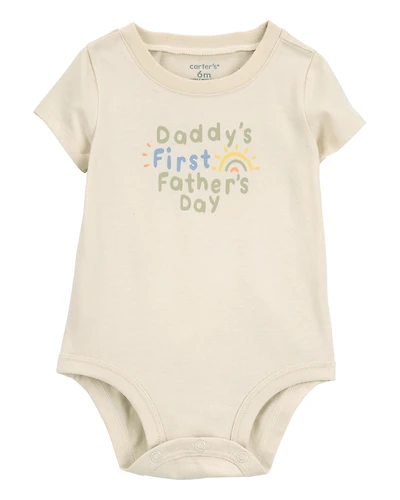 Baby 1st Father's Day Short-Sleeve Bodysuit - Ivory