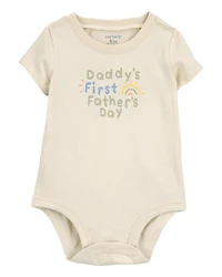 Baby 1st Father's Day Short-Sleeve Bodysuit - Ivory