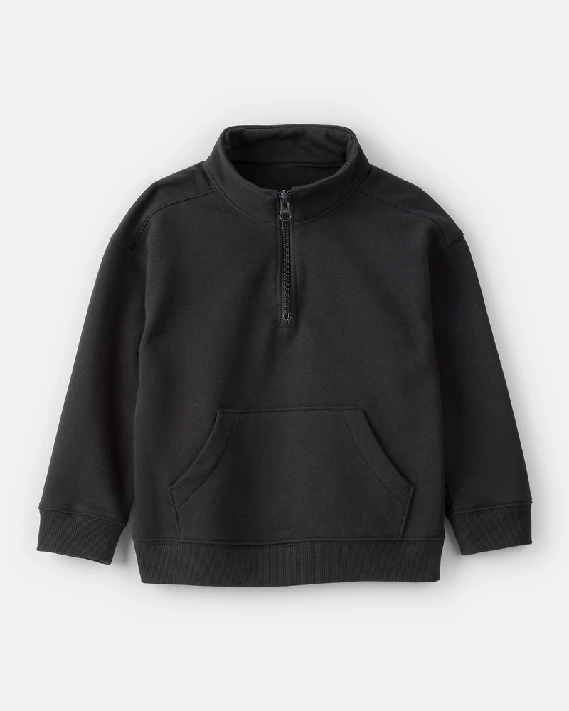 Toddler Boy Solid Fleece Quarter Zip Sweatshirt - Black