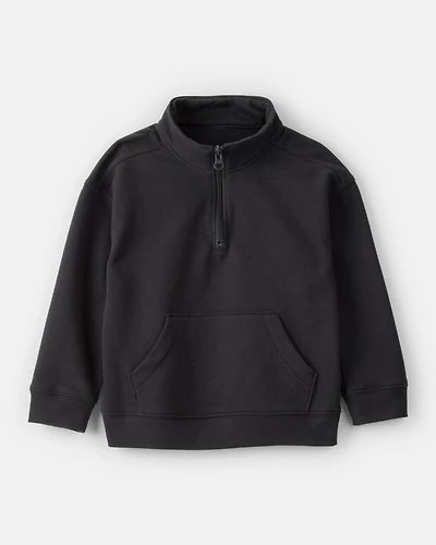 Toddler Boy Solid Fleece Quarter Zip Sweatshirt - Black
