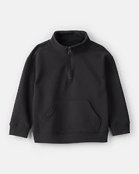 Toddler Boy Solid Fleece Quarter Zip Sweatshirt - Black