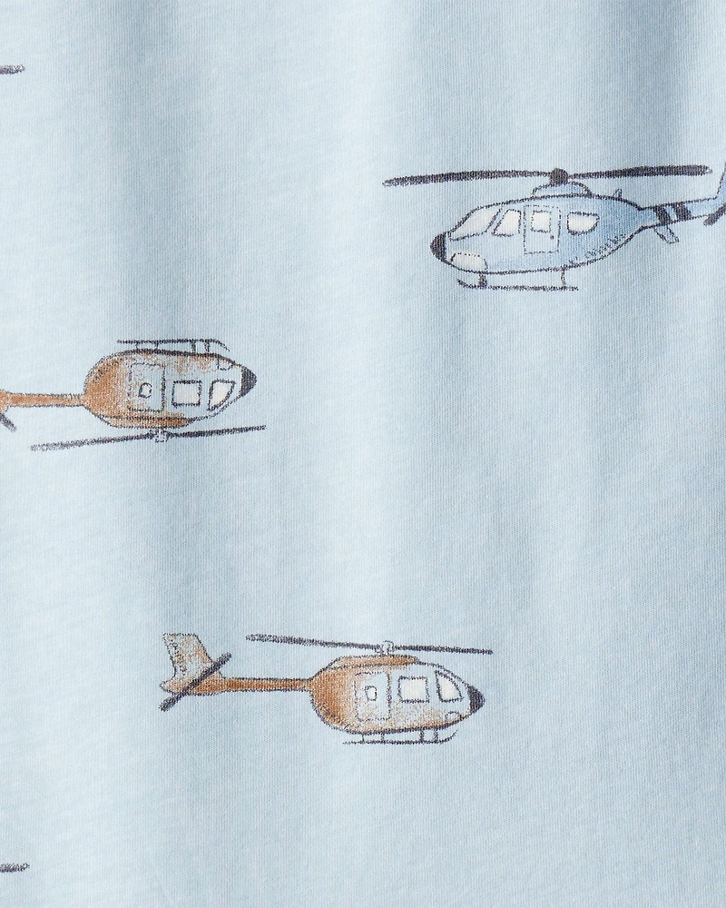 Toddler Boy Helicopter Print Short-Sleeve Tee - Blue