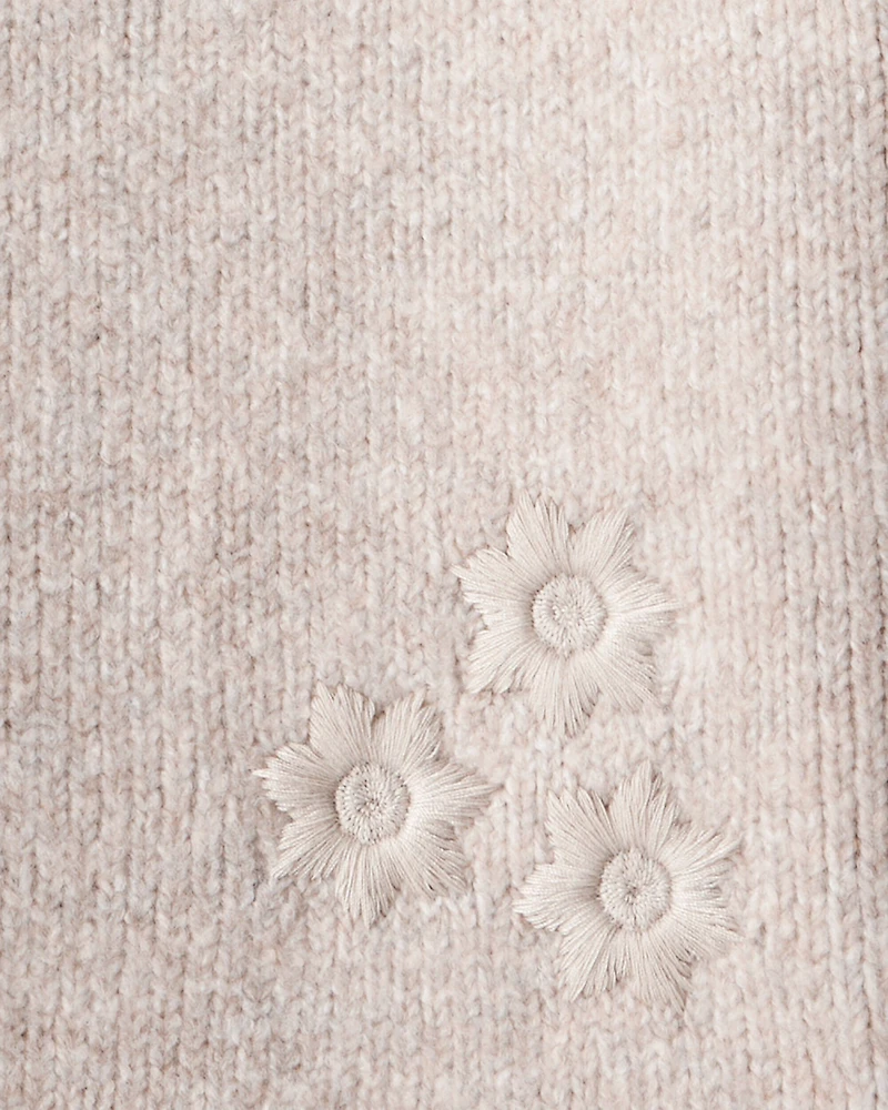 Toddler Girl Floral Long-Sleeve Sweater - Cream