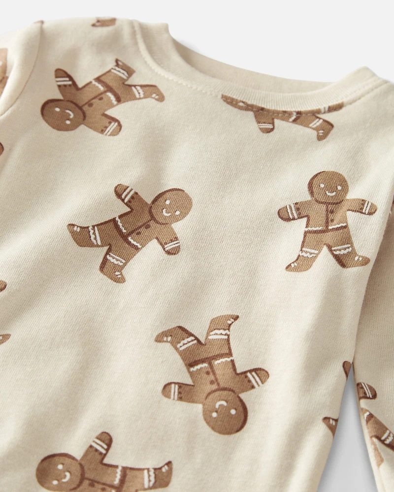 Baby Organic Cotton Pajamas Set Gingerbread Man Print
