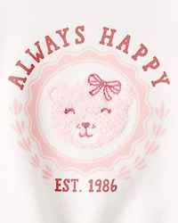 Baby Girl Bear Short-Sleeve Fashion Top - White