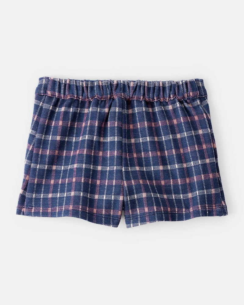 Baby Girl Plaid Print Knit Skort - Navy/Blue