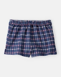 Baby Girl Plaid Print Knit Skort - Navy/Blue