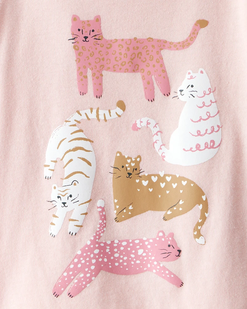 Toddler Girl Cat Long-Sleeve Graphic Tee - Pink