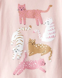 Toddler Girl Cat Long-Sleeve Graphic Tee - Pink