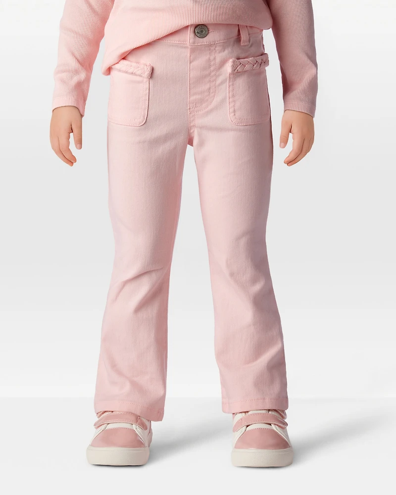Toddler Girl Cotton Flare Pants - Pink