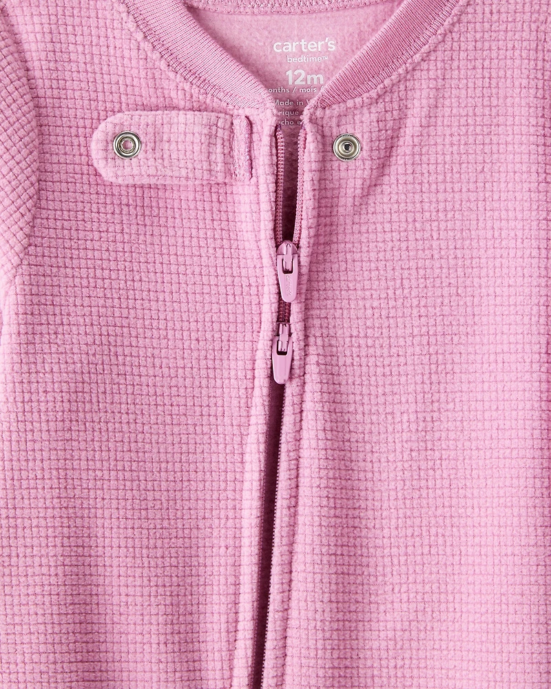Baby Girl Fleece Loose Fit 1-Piece Pajamas-Pink
