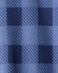 Toddler Boy Yeti Plaid Fleece Loose Fit 1-Piece Pajamas - Blue