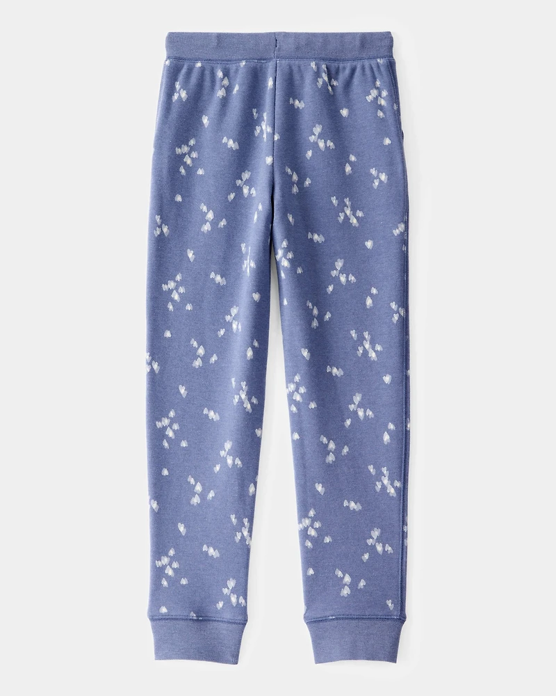 Girls Floral Print DayDream Fleece Drawstring Joggers - Navy