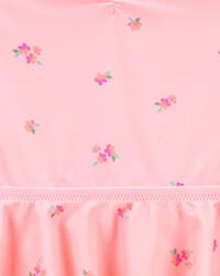Toddler Girl 1-Piece Floral Tutu Swimsuit - Pink