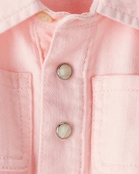 Baby Girl Embroidered Cotton Long-Sleeve Dress - Pink