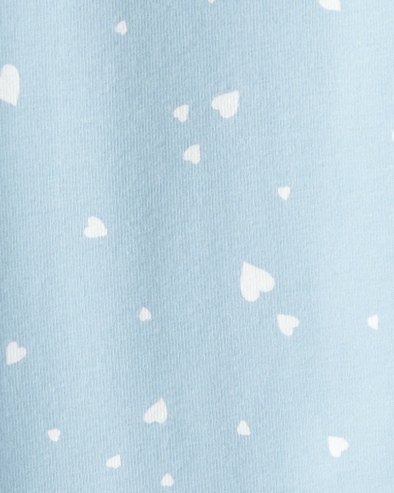 Girls Heart Print Pull-On Stretch Leggings - Blue