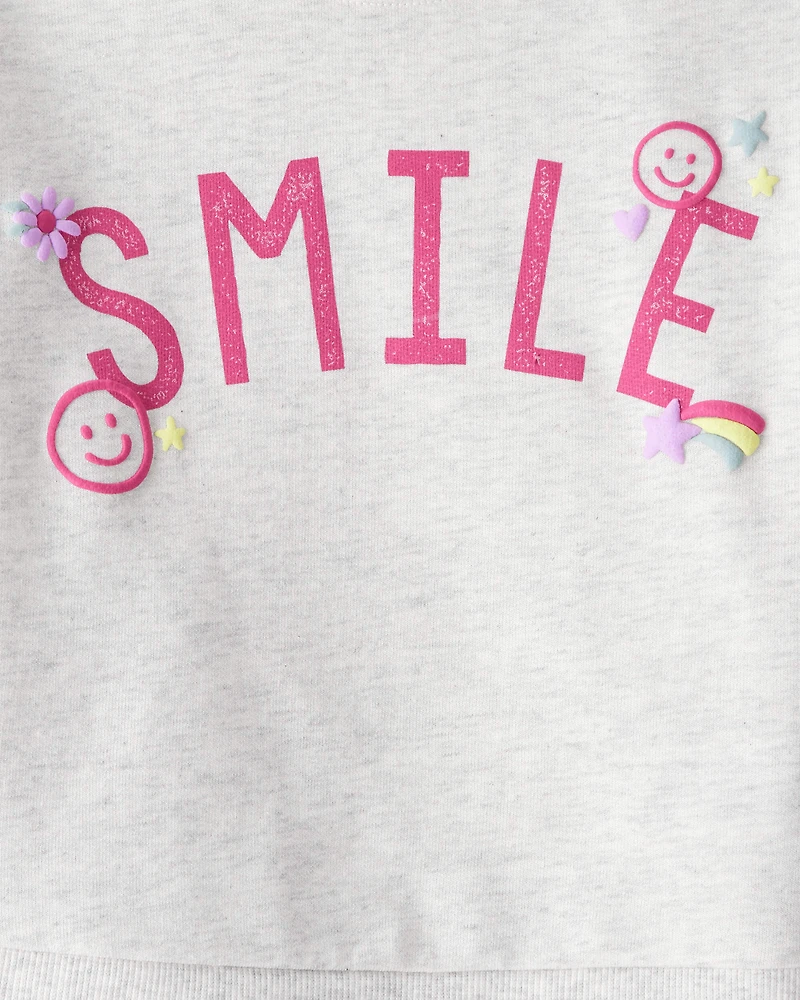 Toddler Girl Smile Long-Sleeve Top & Tulle Skirt Set - Grey/Pink