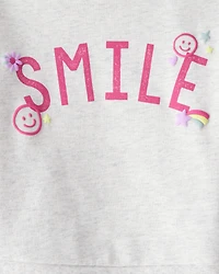 Toddler Girl Smile Long-Sleeve Top & Tulle Skirt Set - Grey/Pink