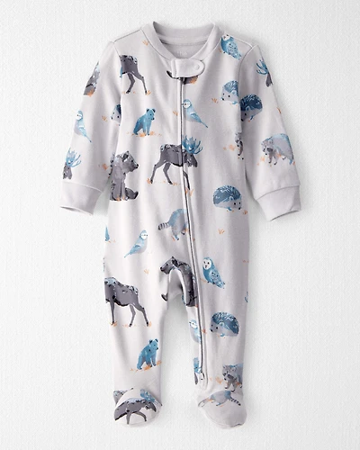 Baby Organic Cotton Sleep & Play Pajamas in Midnight Forest Print