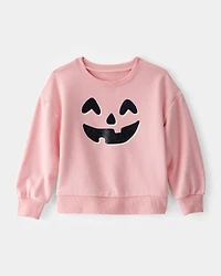 Toddler Halloween Pumpkin Crew Neck Sweatshirt - Pink