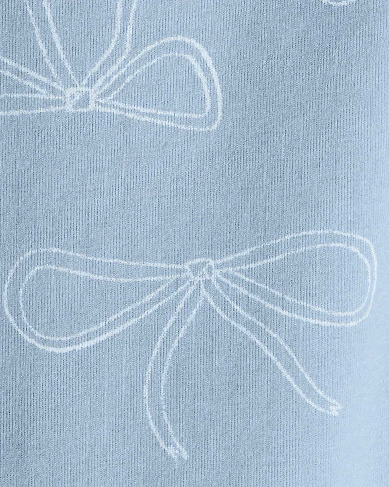 Kid Cotton Bow Stretch Leggings - Blue