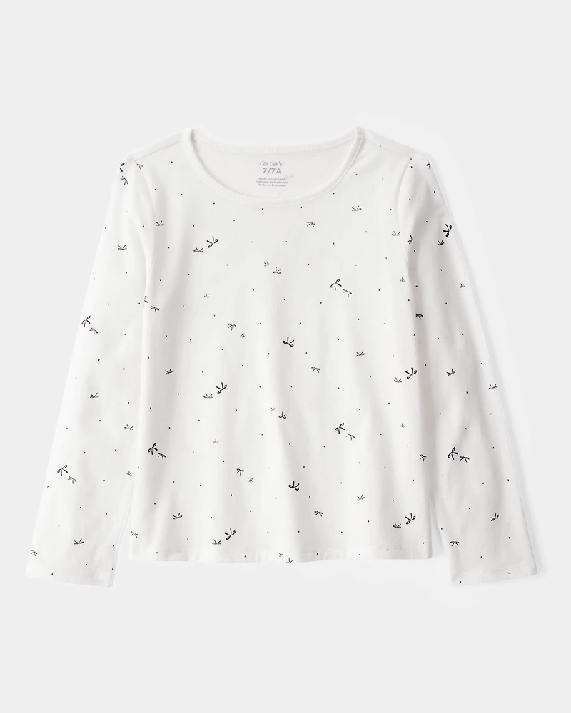 Kid 2-Piece Bow Print Tee & Tank Dress Set - Black/Ivory