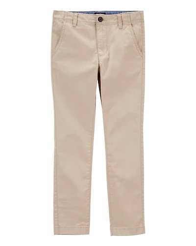 Boys Slim Stretch Chino Pants - Khaki