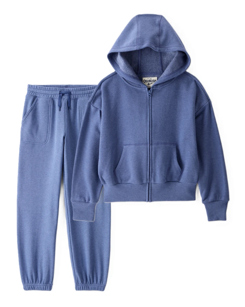 Girls 2-Piece DayDream Fleece Fleece Hooded Zip-Up Jacket & Joggers Set - Blue