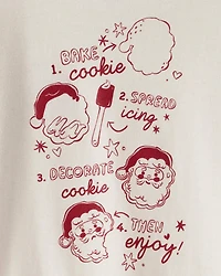 Toddler Girl Christmas Santa Cookie Crew Long-Sleeve Graphic Tee - Cream