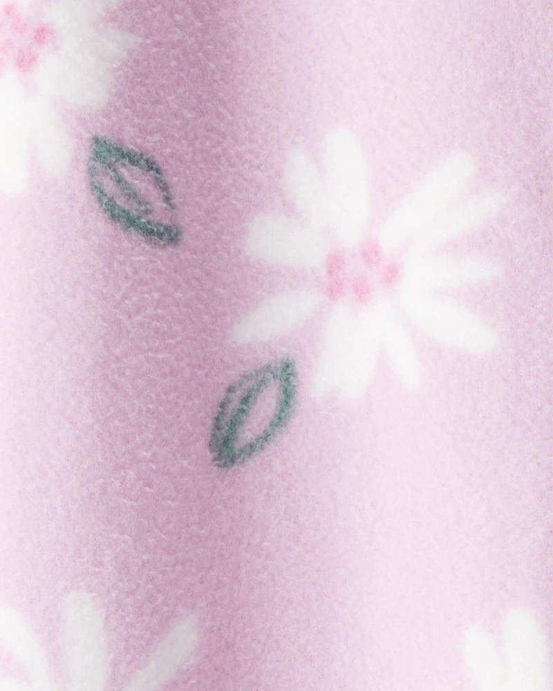 Baby Girl Floral Print Loose Fit Long-Sleeve Sleep & Play Pajamas - Pink