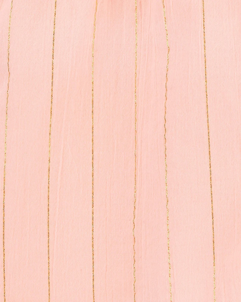 Toddler Boho Button-Up Crinkle Romper - Coral