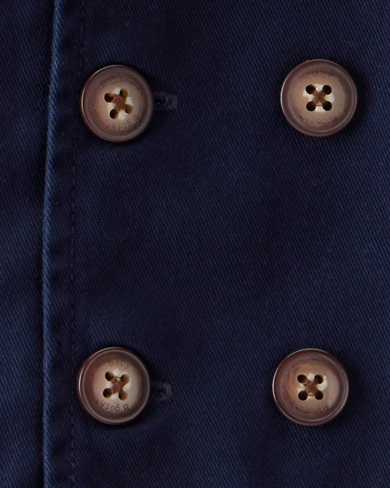Baby Twill 100% Cotton Button-Down Jacket - Navy