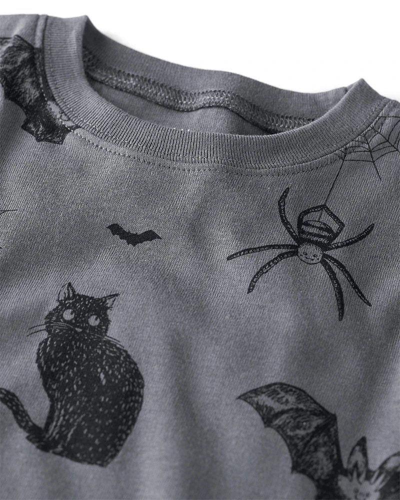 Toddler Organic Cotton Pajamas in Spooky Creatures Print