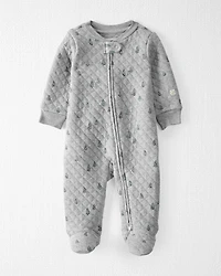 Baby Organic Cotton Quilted Holiday Tree Print Sleep & Play Pajamas