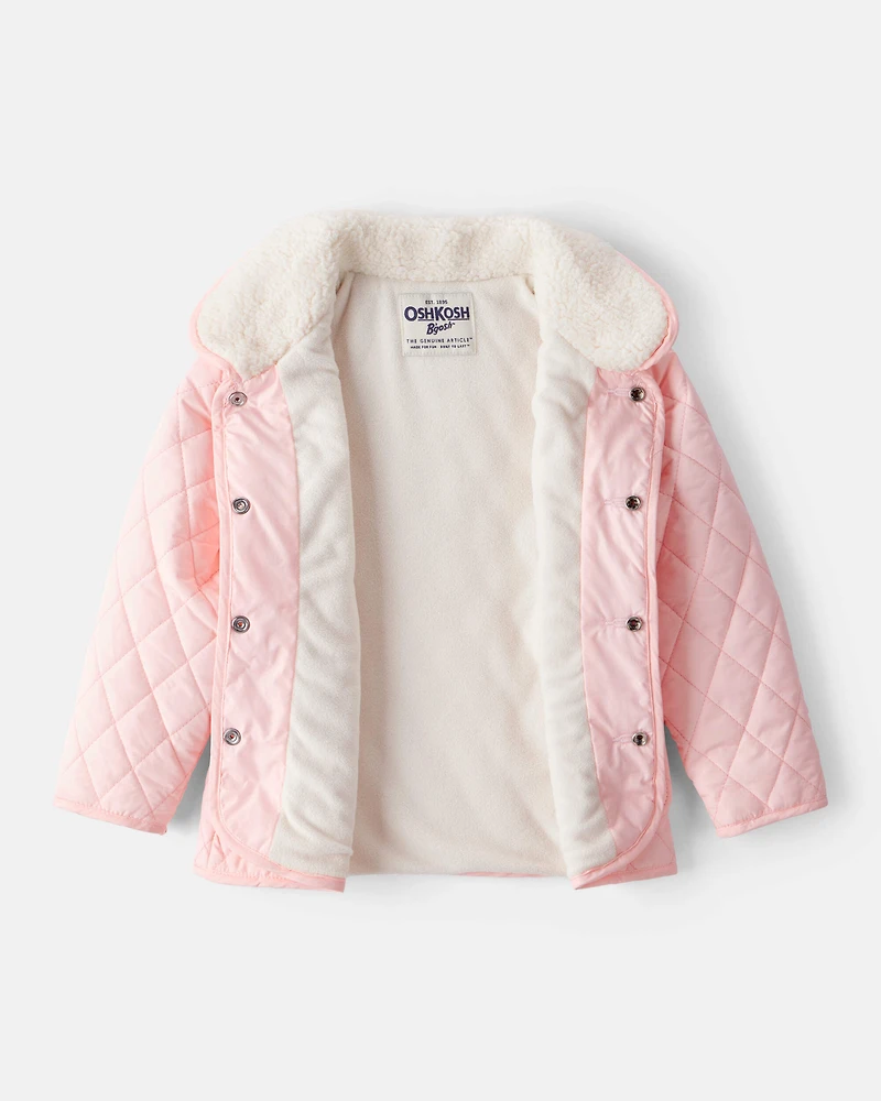 Toddler Girl Quilted Long-Sleeve Fashion Jacket - Pink