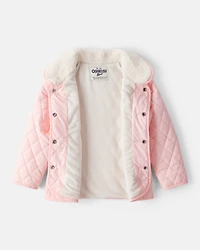 Toddler Girl Quilted Long-Sleeve Fashion Jacket - Pink