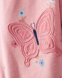 Toddler Girl Butterfly & Floral Loose Fit Long-Sleeve 1-Piece Pajamas - Pink