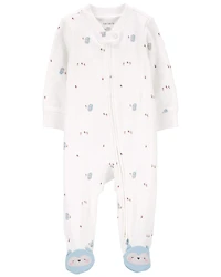Baby Girl Owl 2-Way Zip Cotton Sleep & Play Pajamas