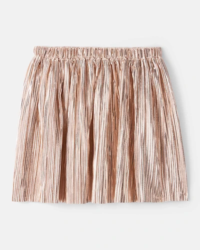 Girls Metallic Knit Skirt - Gold