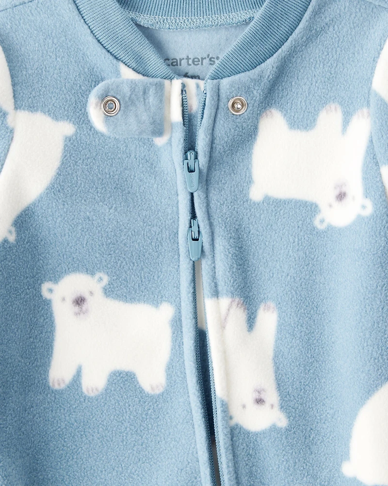Baby Boy Polar Bear Loose Fit Long-Sleeve Sleep & Play Pajamas - Blue