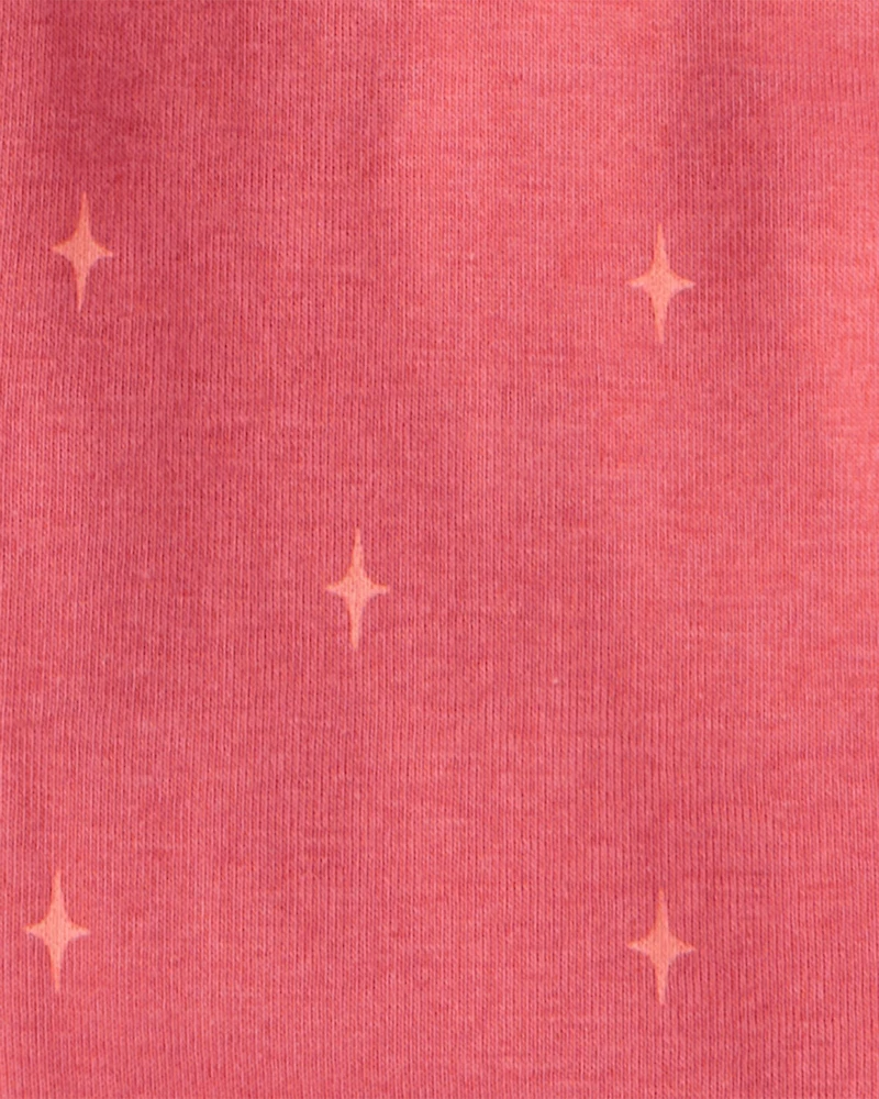Girls Cowgirl Print 100% Cotton Long-Sleeve Snug Fit 4-Piece Pajamas - Pink
