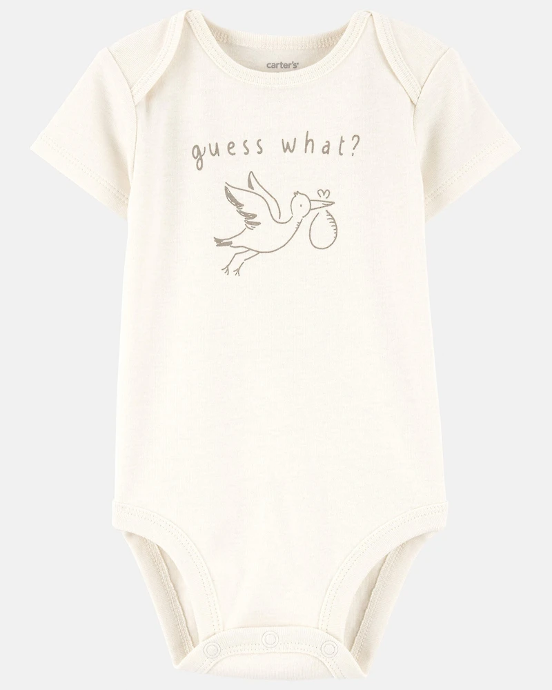Baby Pregnancy Announcement Cotton Short-Sleeve Graphic Bodysuit - Ivory