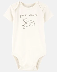 Baby Pregnancy Announcement Cotton Short-Sleeve Graphic Bodysuit - Ivory
