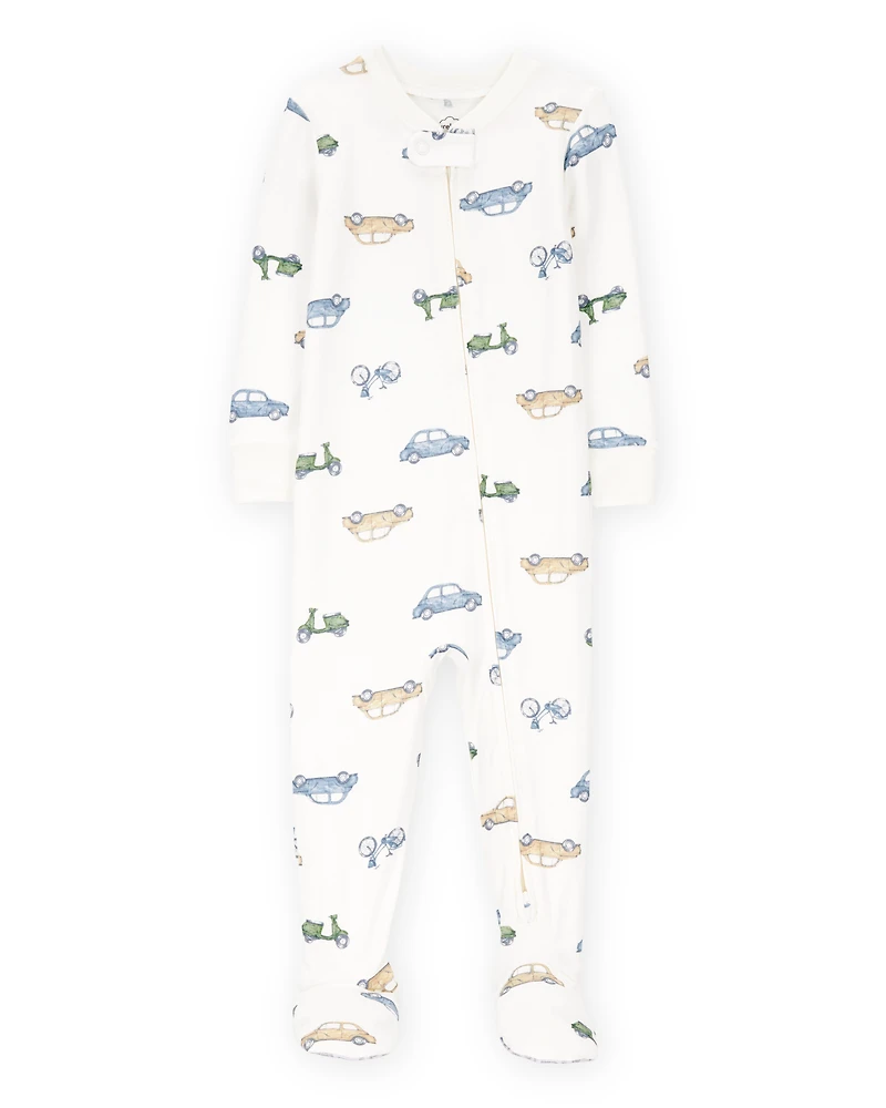 Baby Boy Car Print PurelySoft Footie 1-Piece Pajamas - Ivory